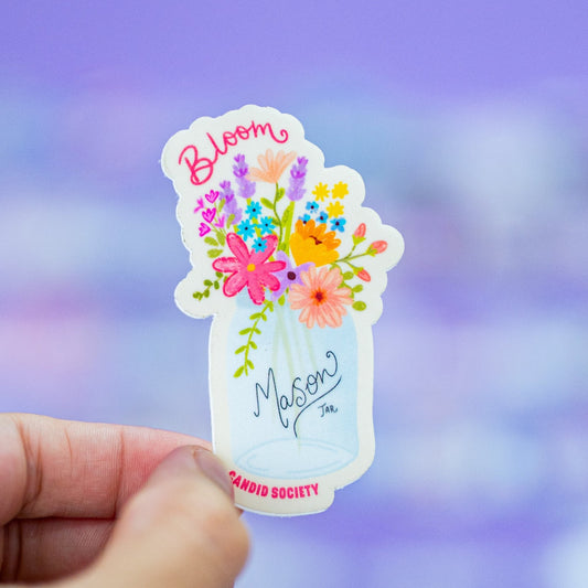 61 - Bloom Mason Jar - Premium Sticker