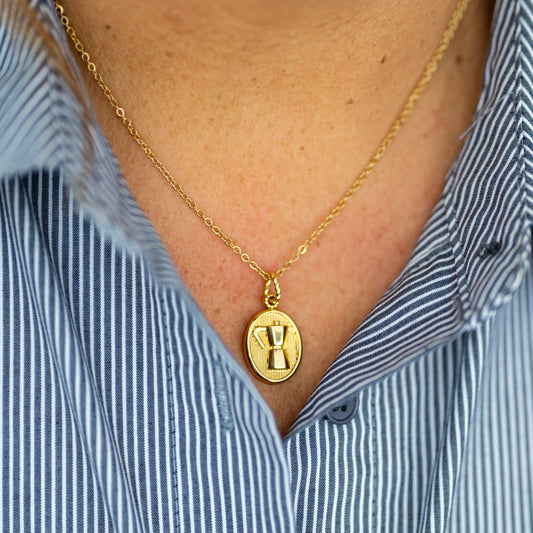 Gold Greca Pendant Necklace