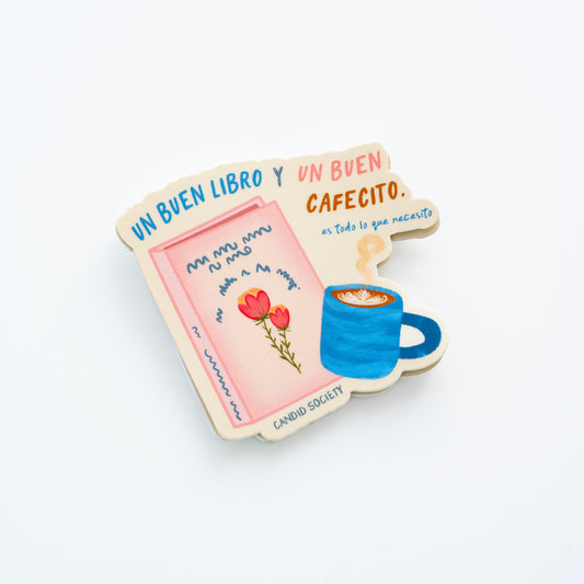 83 - Un buen libro, un buen cafecito - Premium Sticker