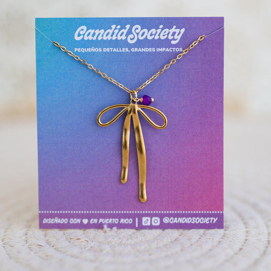 ⭐ Collar Lazo Dorado – Morado