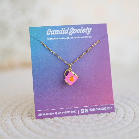 Collar Tacita con Corazón – Acero Inoxidable 18"