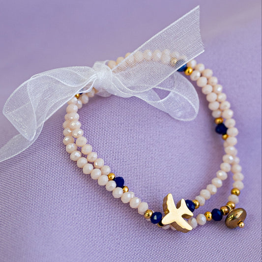 Set de Pulseras Neutras con Acentos Azules (3 piezas)