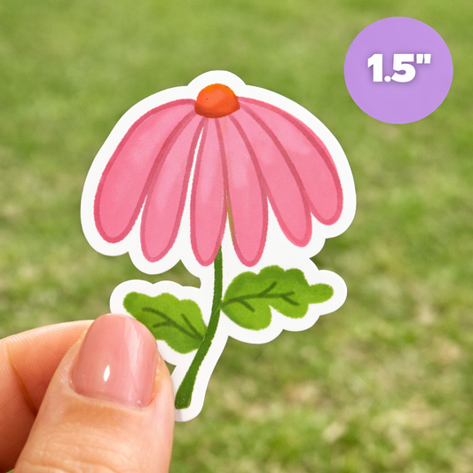 Pink Daisy Stem - Mini Sticker
