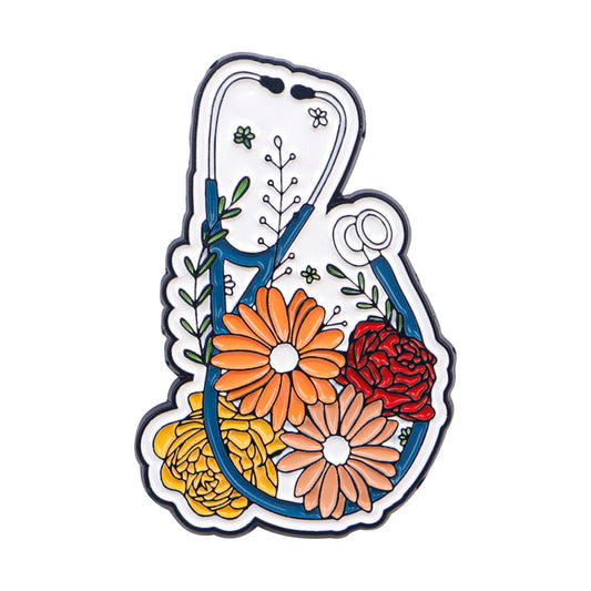 Estetoscopio con Flores - Enamel Pin