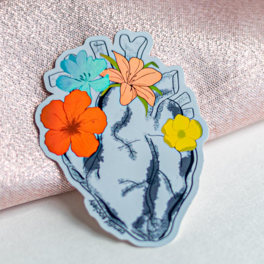 96 - Corazón Florecido - Premium Holographic Sticker
