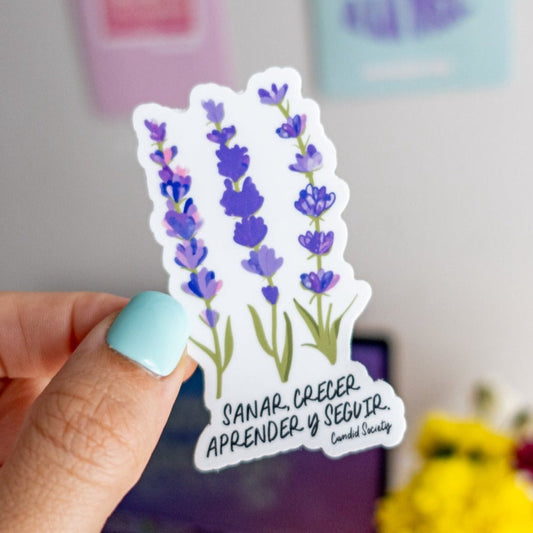 91 - Sanar, Crecer, Aprender y Seguir (Lavanda) - Premium Sticker