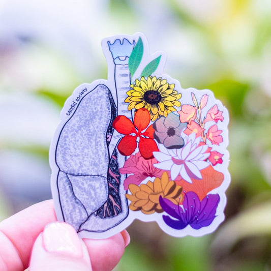99 - Pulmones con Flores - Premium Holographic Sticker