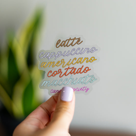 76 - latte, cappuccino, americano - Premium Clear Sticker
