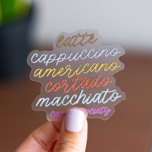 76 - latte, cappuccino, americano - Premium Clear Sticker