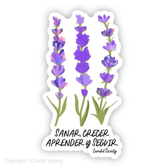 91 - Sanar, Crecer, Aprender y Seguir (Lavanda) - Premium Sticker