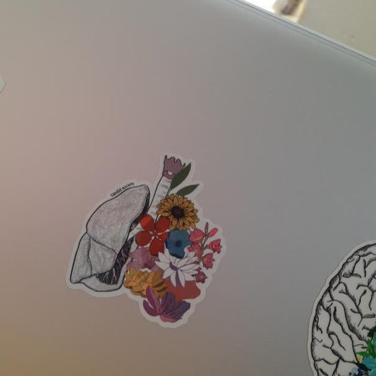99 - Pulmones con Flores - Premium Holographic Sticker