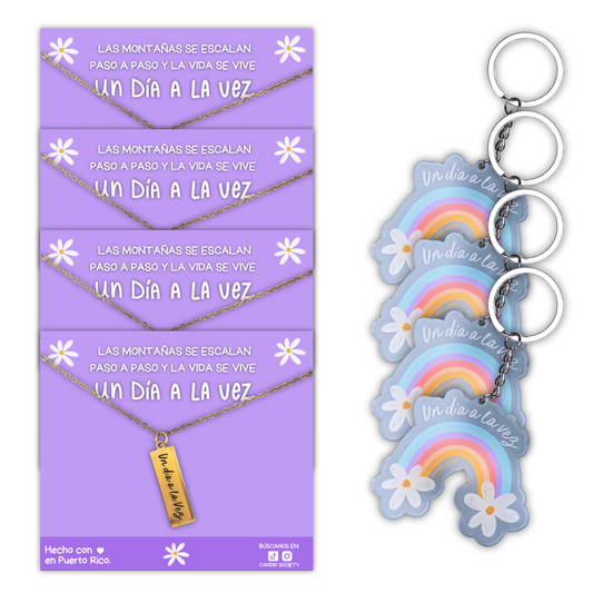 Set de Regalo UDALV – 4 Collares + 4 Llavero Arcoíris