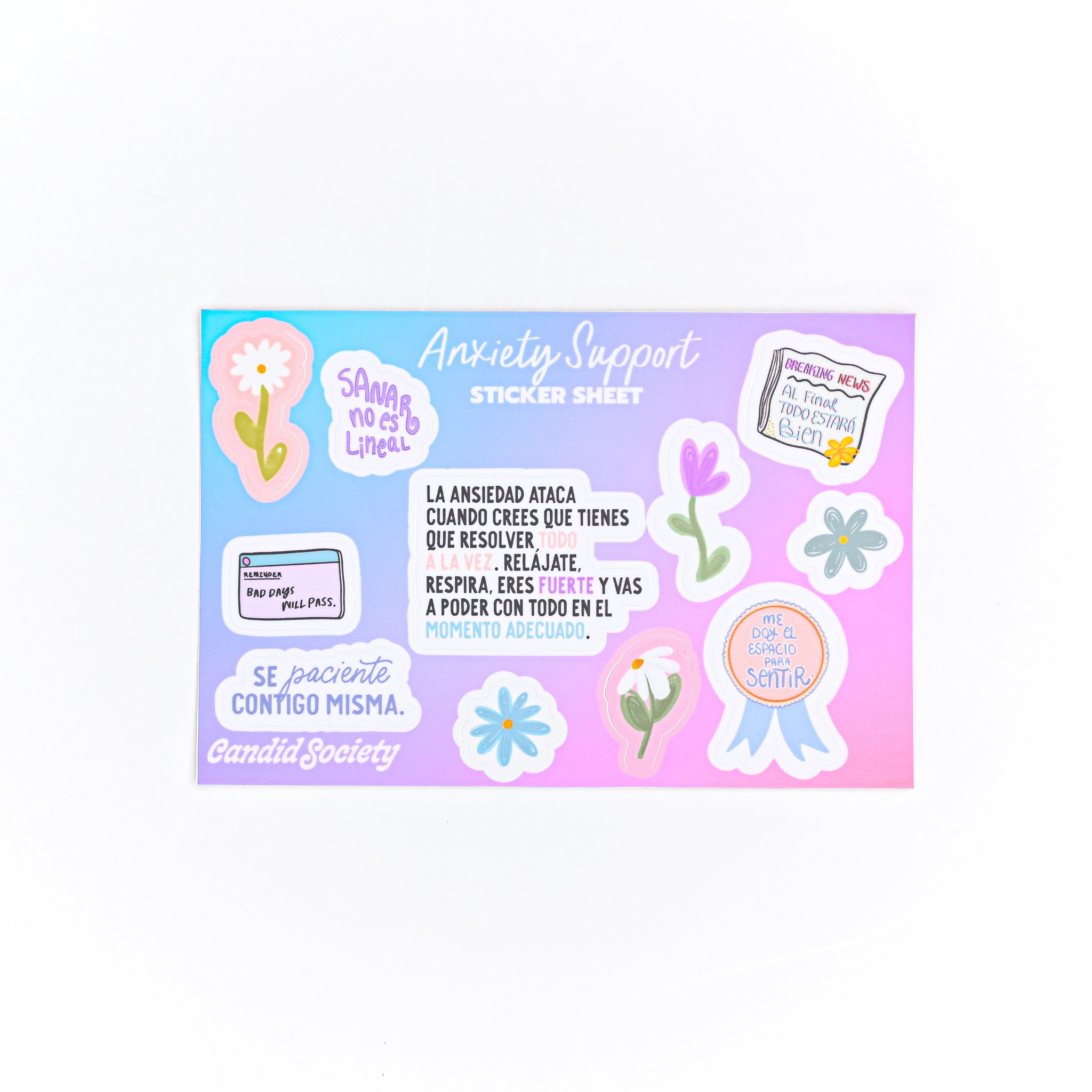 Anxiety Support - Hoja de Stickers