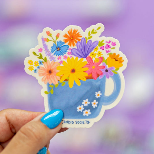 92 - Café con Flores - Premium Sticker