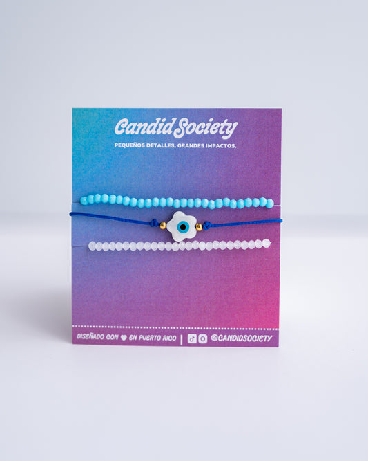 Flor de Protección [Hilo Azúl] - Bracelet Set