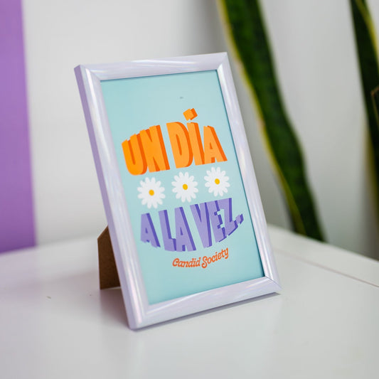 Un día a la Vez (tres flores) - Print Enmarcado 4X6