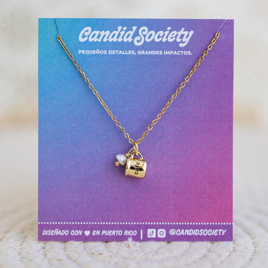 Gold Coffee Mug Necklace