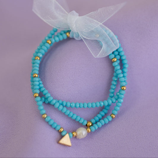 Set de Pulseras Turquesa con Detalles Dorados (3 piezas)