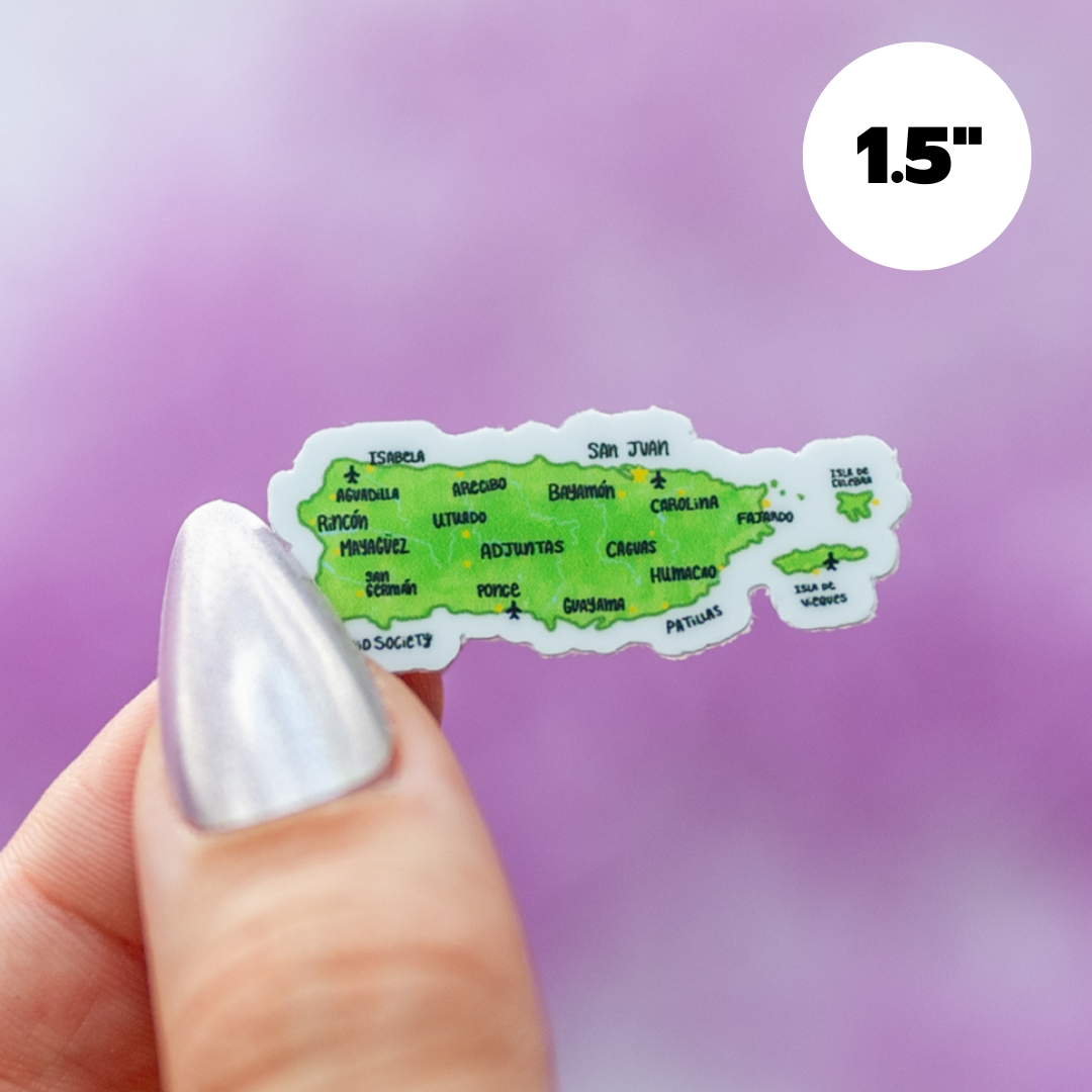 Puerto Rico Map Sticker Puerto Rico Map - Mini Sticker | Candid Society