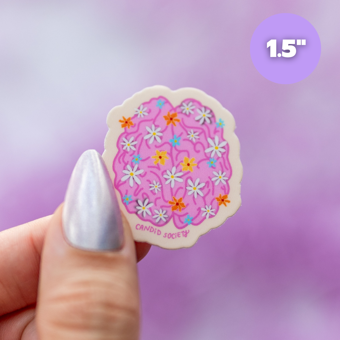 Cerebro con Flores #2 - Mini Sticker