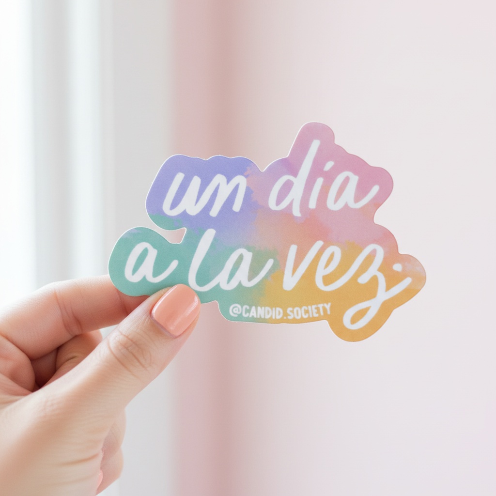 Sticker Un día a la vez con fondo blanco