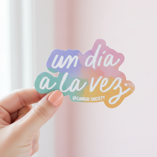Sticker Un día a la vez con fondo blanco
