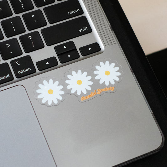 59 - White Flowers - Premium Clear Sticker